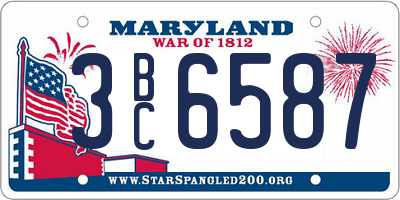 MD license plate 3BC6587