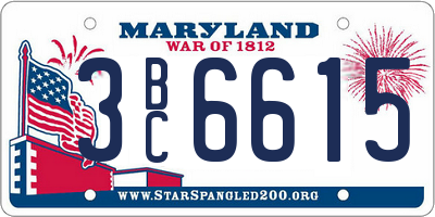 MD license plate 3BC6615