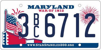 MD license plate 3BC6712
