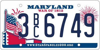 MD license plate 3BC6749