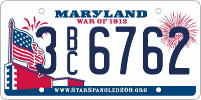 MD license plate 3BC6762