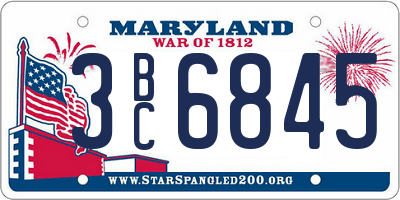MD license plate 3BC6845