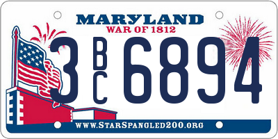 MD license plate 3BC6894
