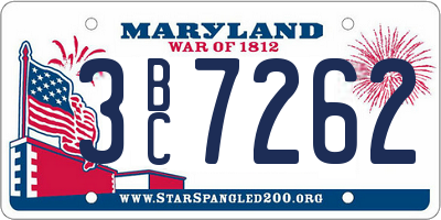 MD license plate 3BC7262