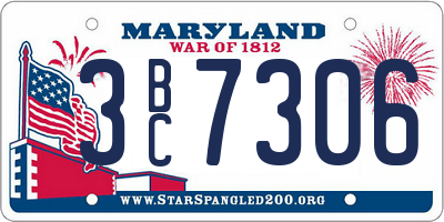 MD license plate 3BC7306