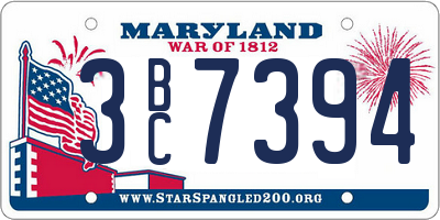MD license plate 3BC7394