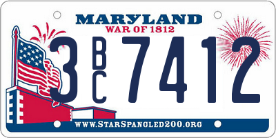 MD license plate 3BC7412