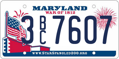 MD license plate 3BC7607