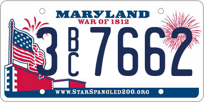 MD license plate 3BC7662