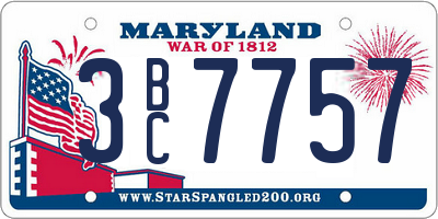 MD license plate 3BC7757