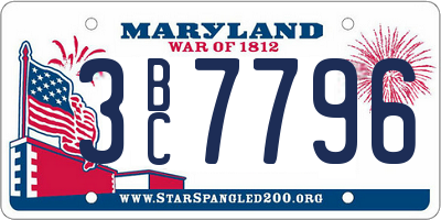 MD license plate 3BC7796