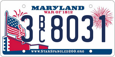 MD license plate 3BC8031