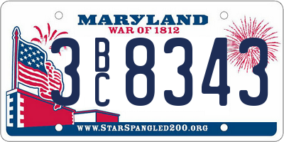MD license plate 3BC8343