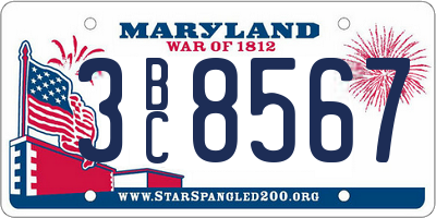 MD license plate 3BC8567