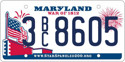 MD license plate 3BC8605