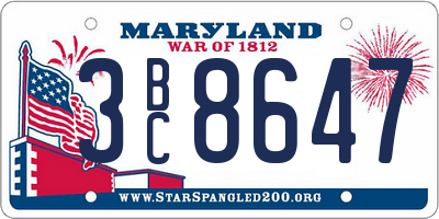 MD license plate 3BC8647