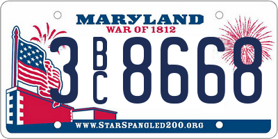 MD license plate 3BC8668