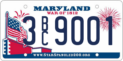 MD license plate 3BC9001