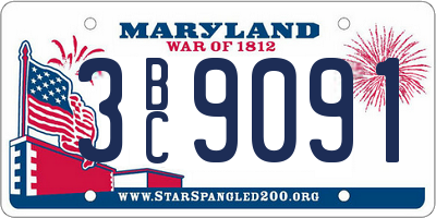 MD license plate 3BC9091