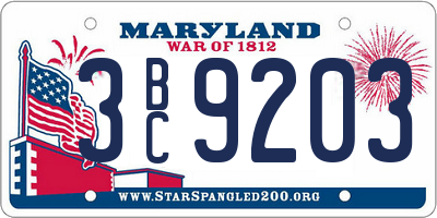 MD license plate 3BC9203