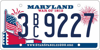 MD license plate 3BC9227