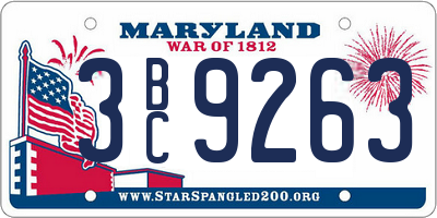 MD license plate 3BC9263