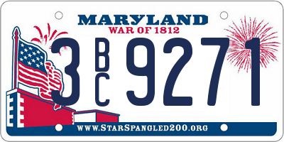 MD license plate 3BC9271