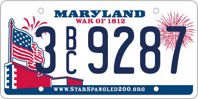 MD license plate 3BC9287