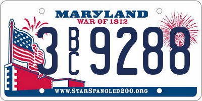MD license plate 3BC9288