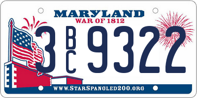 MD license plate 3BC9322