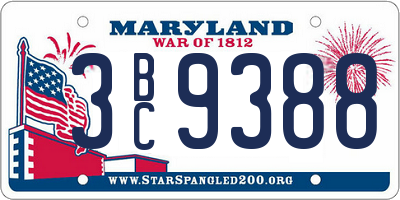 MD license plate 3BC9388