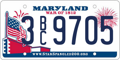 MD license plate 3BC9705