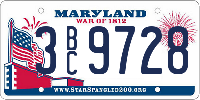 MD license plate 3BC9728