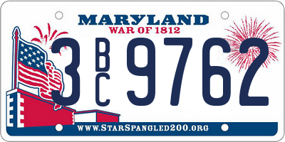 MD license plate 3BC9762