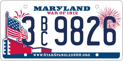 MD license plate 3BC9826