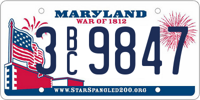MD license plate 3BC9847