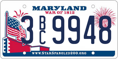 MD license plate 3BC9948