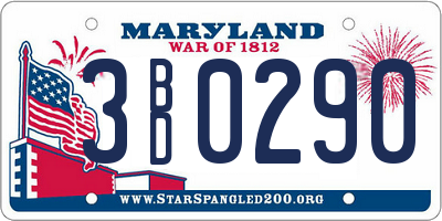 MD license plate 3BD0290