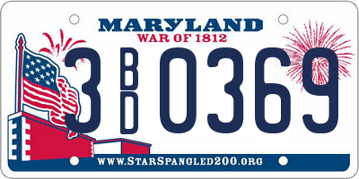 MD license plate 3BD0369