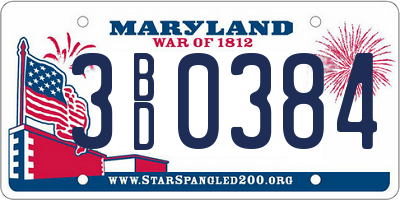 MD license plate 3BD0384
