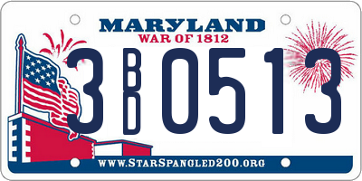 MD license plate 3BD0513