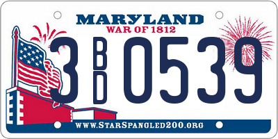 MD license plate 3BD0539