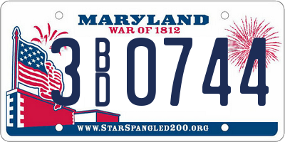 MD license plate 3BD0744