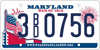 MD license plate 3BD0756