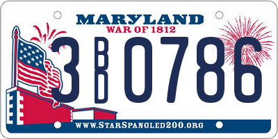 MD license plate 3BD0786