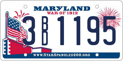MD license plate 3BD1195
