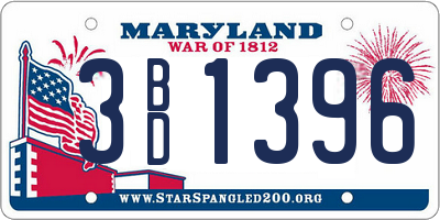 MD license plate 3BD1396