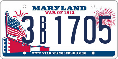 MD license plate 3BD1705