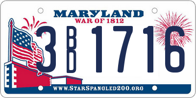 MD license plate 3BD1716