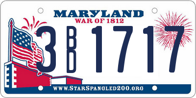 MD license plate 3BD1717